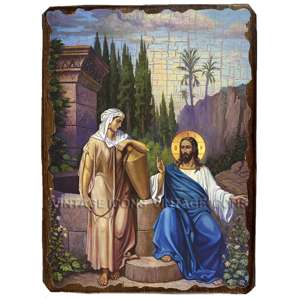 Ikone „Gespräch Jesu Christi mit der Samariterin“ Handgemacht