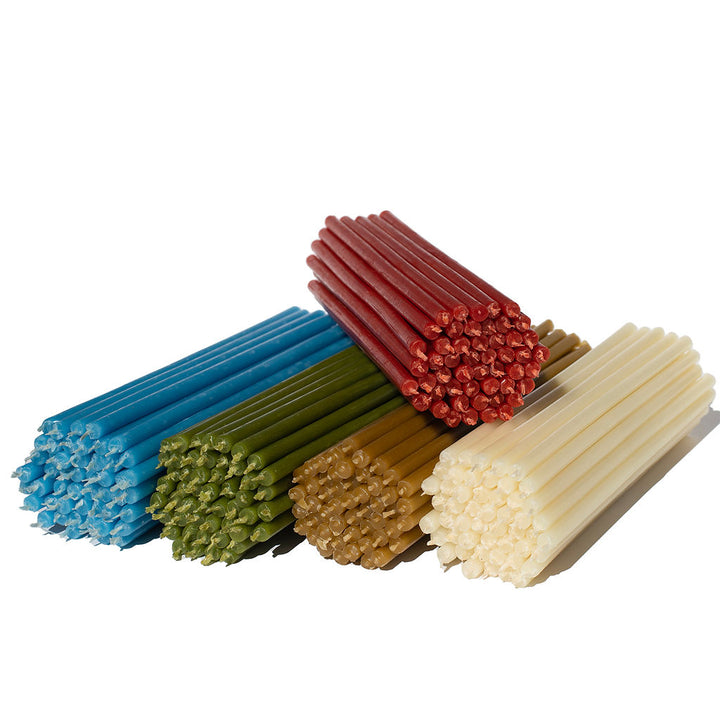 Set 250 Pz Multicolori Di Candele In Cera D'api 5 Colori N80: Giallo, – Www..shop - Foto 10