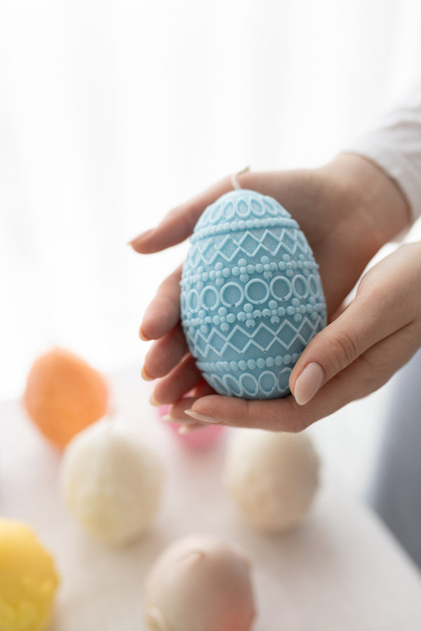 Vela fina de Pascua de huevo de Pascua hecha a mano con amor, 12 cm, de cera de soja pura