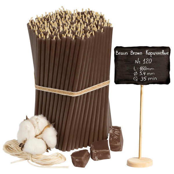 Brown Beeswax candles №120,  L: 16 cm