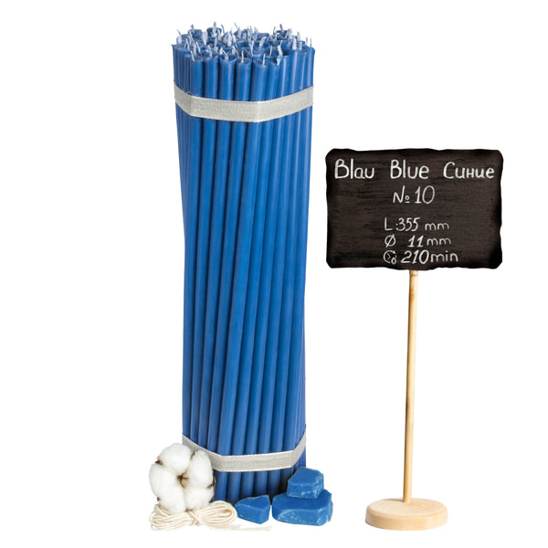 Blue beeswax candles N10 I length 35,5 cm I  ⌀ 11 mm I burning time 210 min 