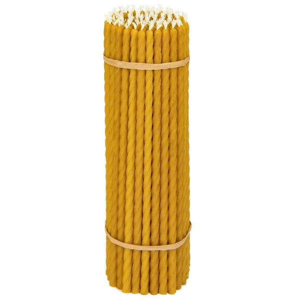 100 vienetų 850g liejamos spiralinės susuktos žvakės 100% bičių vaškas geltonos spalvos L: 26,5 cm rankų darbo №40