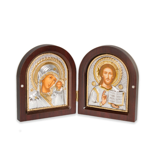 FOLDED ICON (FOLD/DIPTYCH) WITH THE MOTHER OF GOD AND JESUS CHRIST
