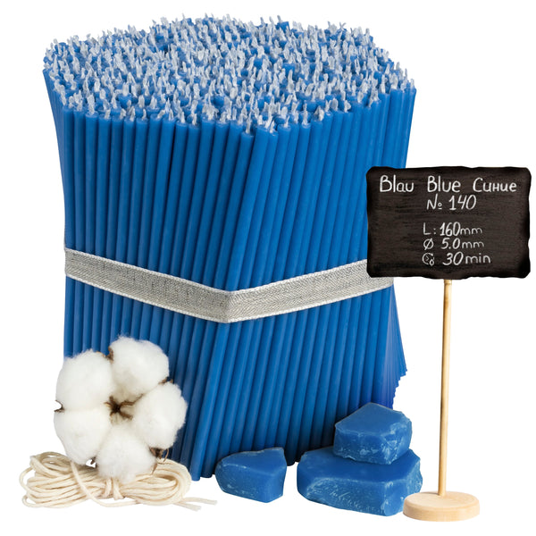 Blue beeswax candles N140 I length 16 cm I ⌀ 5,5 mm I burning time 30 min
