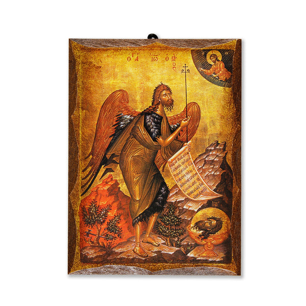 Antike Ikone im byzantinischen Stil Johannes der Täufer