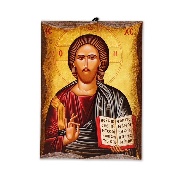 Antica icona Signore in stile bizantino