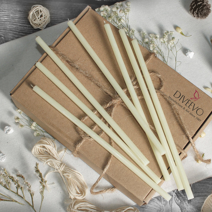 Set 250 Pz Multicolori Di Candele In Cera D'api 5 Colori N80: Giallo, – Www..shop - Foto 7