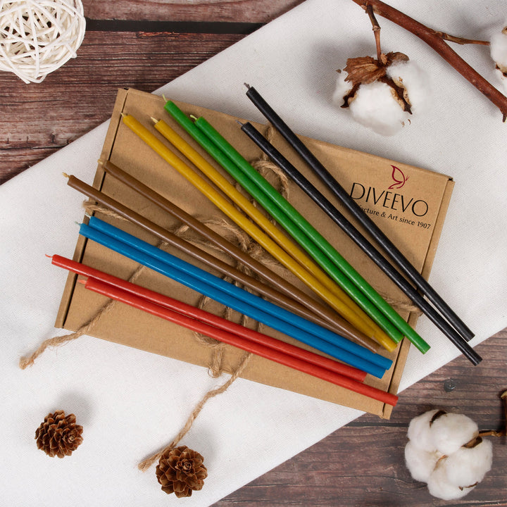 Set 250 Pz Multicolori Di Candele In Cera D'api 5 Colori N80: Giallo, – Www..shop - Foto 2