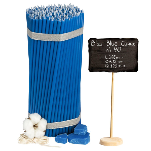 Blue beeswax candles N40 I length 26,5 cm I ⌀ 7,15 mm I burning time 120 min