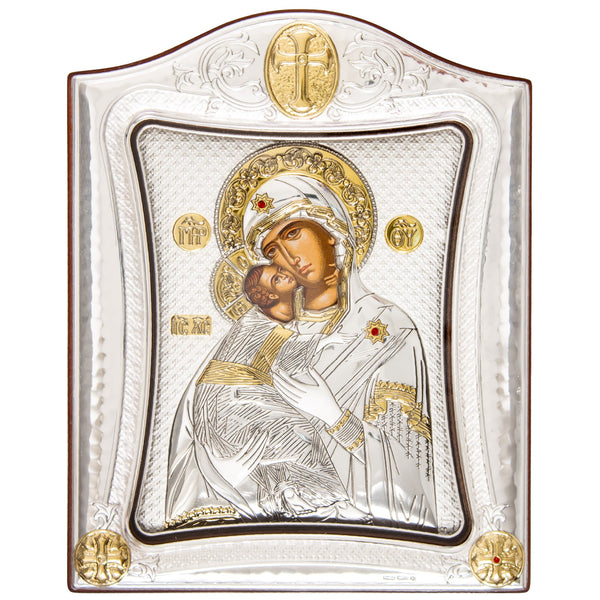 Icona argentata sotto vetro Vladimirskaya, icone Meteora