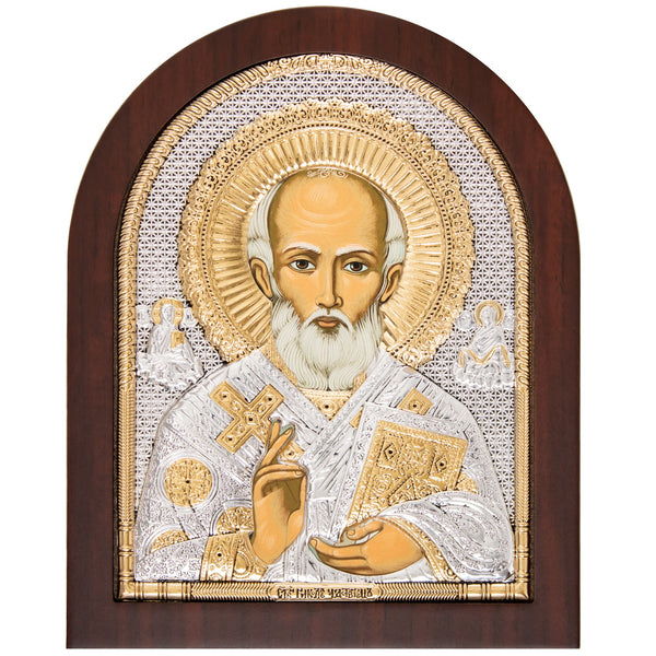 Икона в серебрении Святой Николай