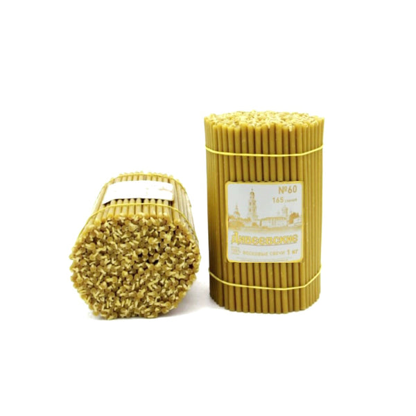 165 buc Lumanari din ceara de albine de biserica «Diveevo» 1 kg Nr. 60 20,5 cm