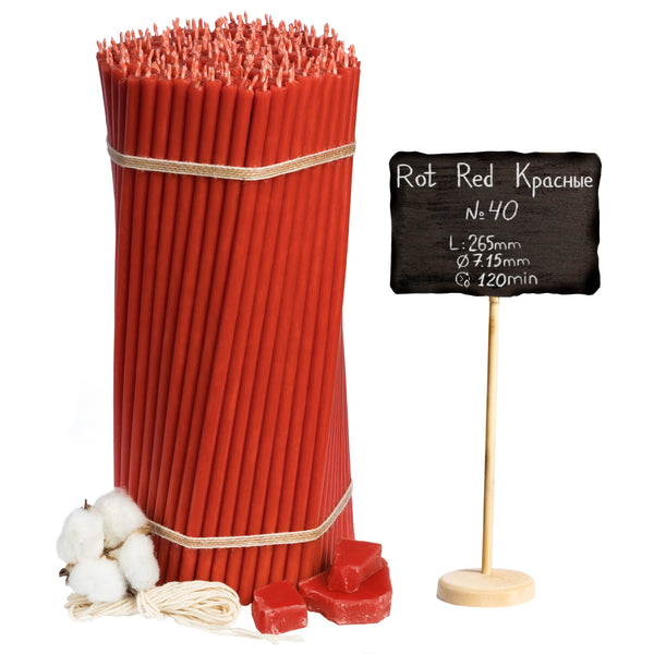 Red beeswax candles N40 I length 26,5 cm I diameter 7,15 mm I burning time 120 min