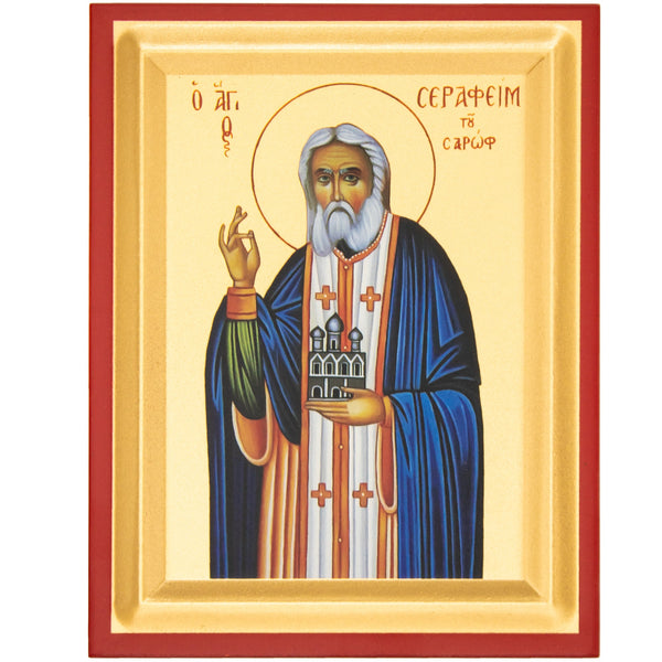 Ikone der Seraphim von Sarow Siebdruck 18x25 cm