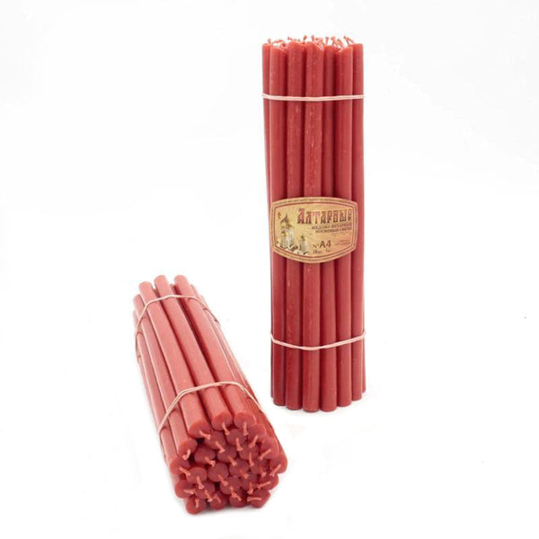 28 pcs red Aatar beeswax candles  A4 1kg  I Length 29,5 cm