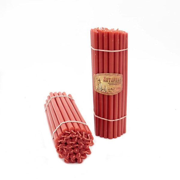 38 pcs red altar beeswax candles 1kg A2  I Length 26,5 cm 