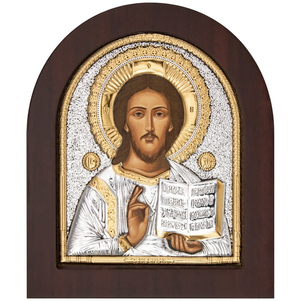 Icon "The Almighty Lord" in a silver frame silk-screened